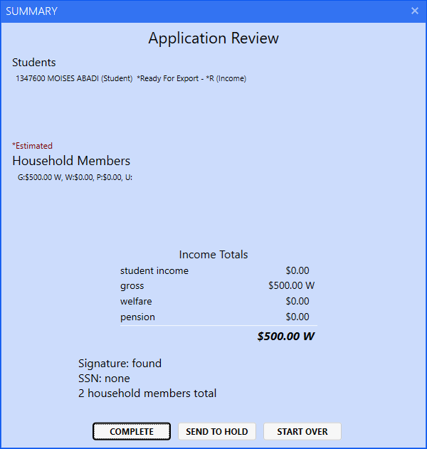 RocketSCAN Validation Summary screen.