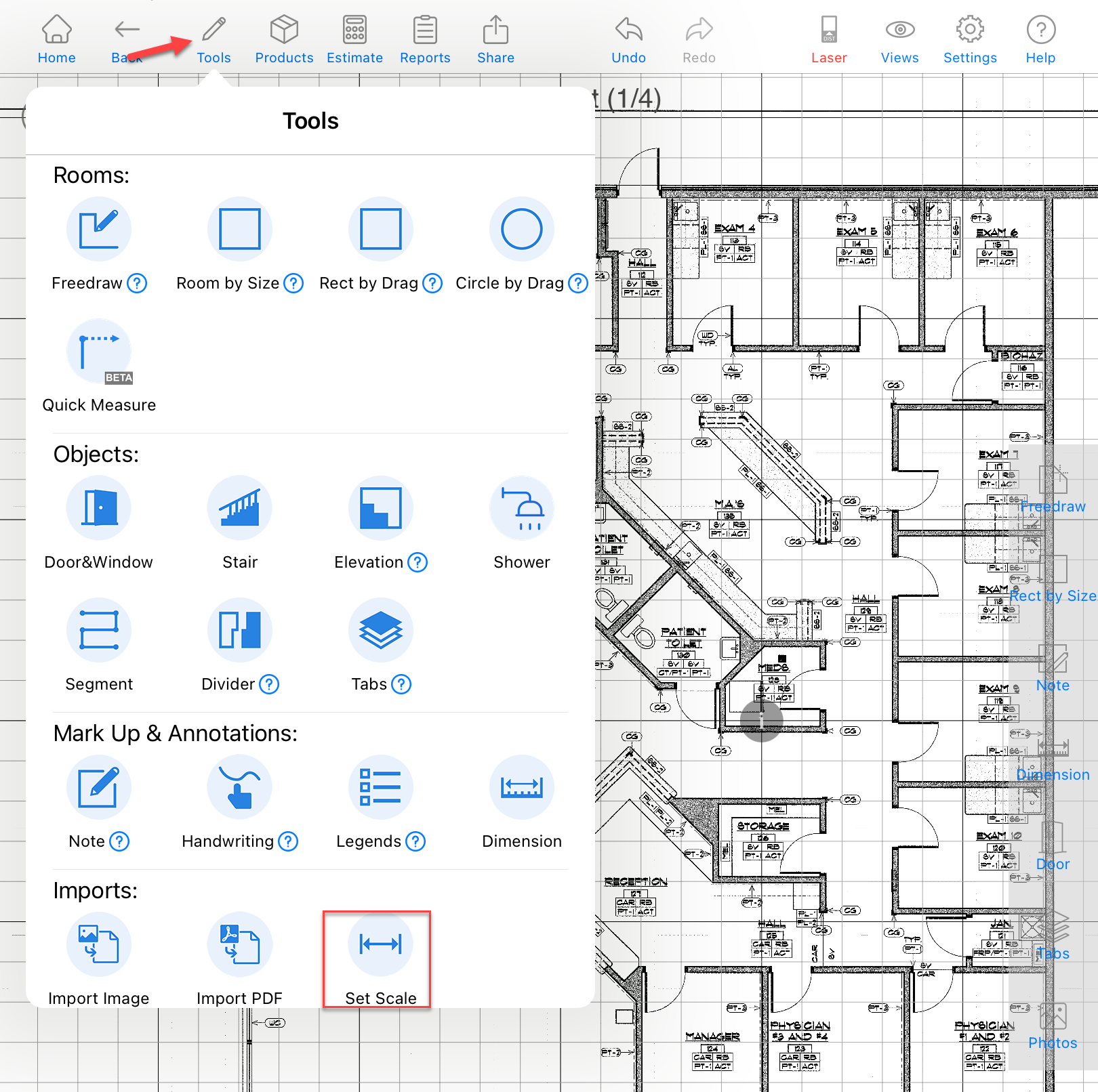 How Do I Scale My Plan/Blueprint in MeasureSquare Mobile for iPad?