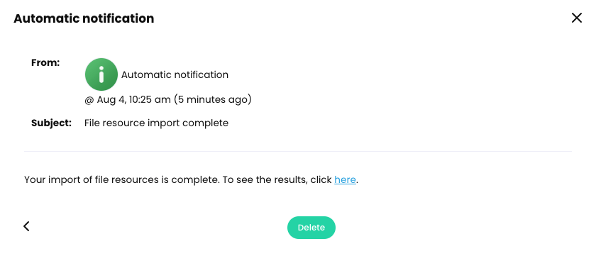 File resources import notification
