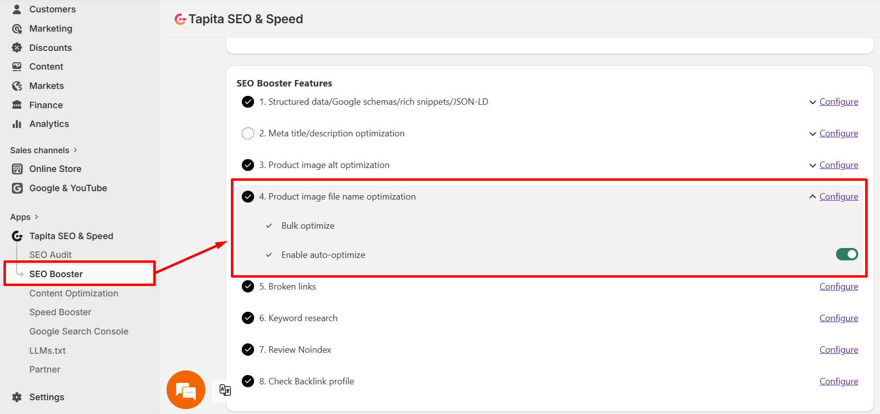 Product image file name optimization