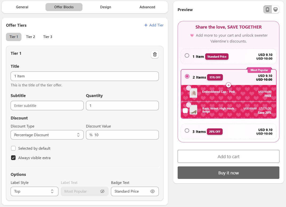 Edit Quantity Breaks offers