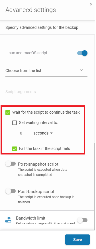 Setting 'Fail the task if the script fails' checkbox