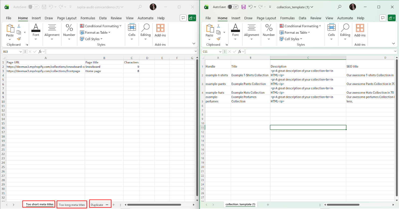 Copy URL handle to the CSV file