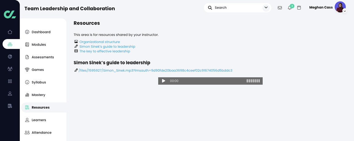 Course, Resources page