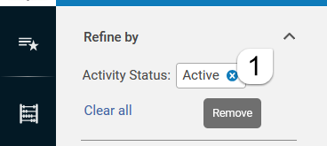 Activity Status filter remove active filter