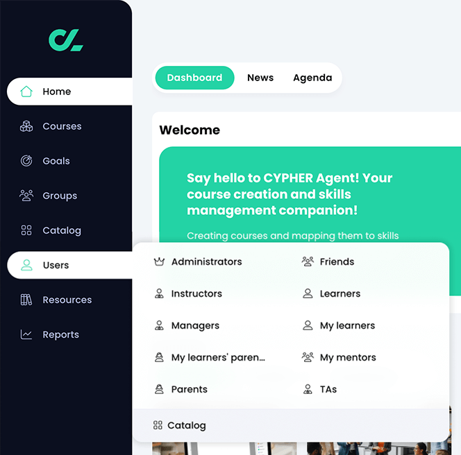 Left bar navigation showing the open Users fly-out