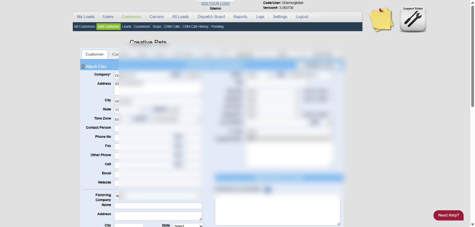 0Demo customer profile with customer details redacted