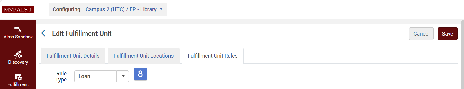 Drop down menu for Rule type 