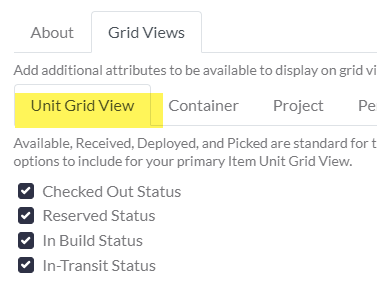 Item Unit Grid View status display settings