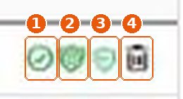 Actions column icons for an approved domain