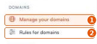 Left-hand menu, Domains section