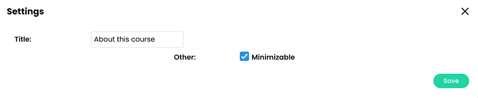 Finestra a comparsa delle impostazioni del widget HTML