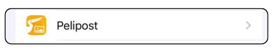 Pelipost app iOS settings button