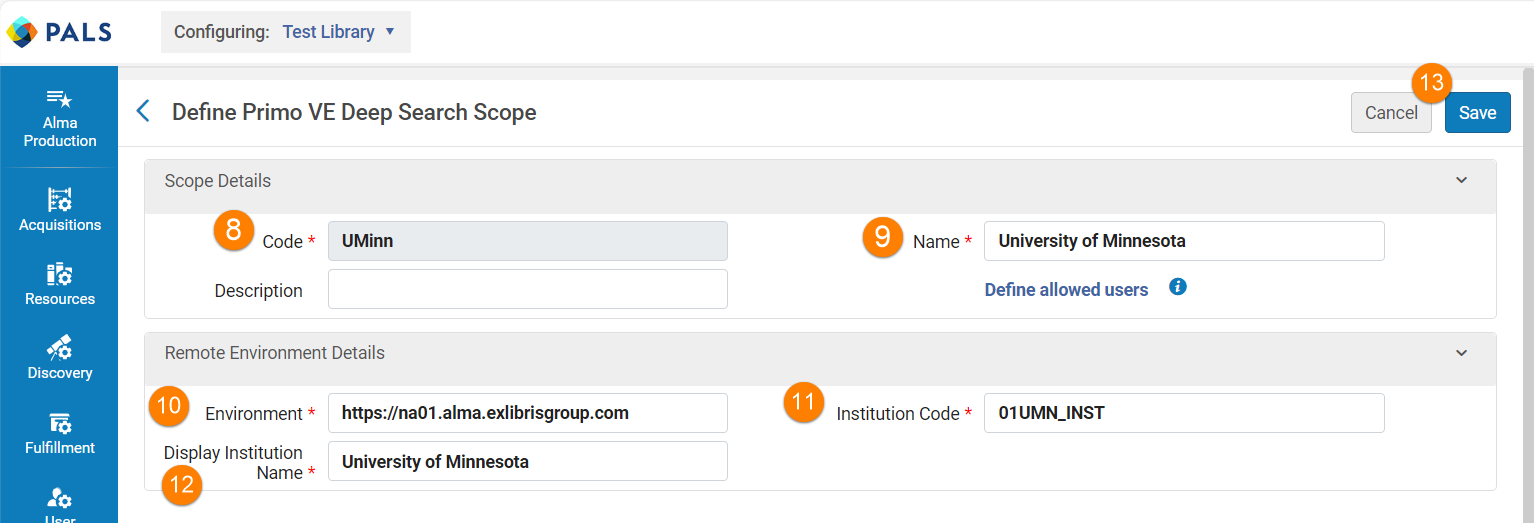 Adding the code and environment information for search scope
