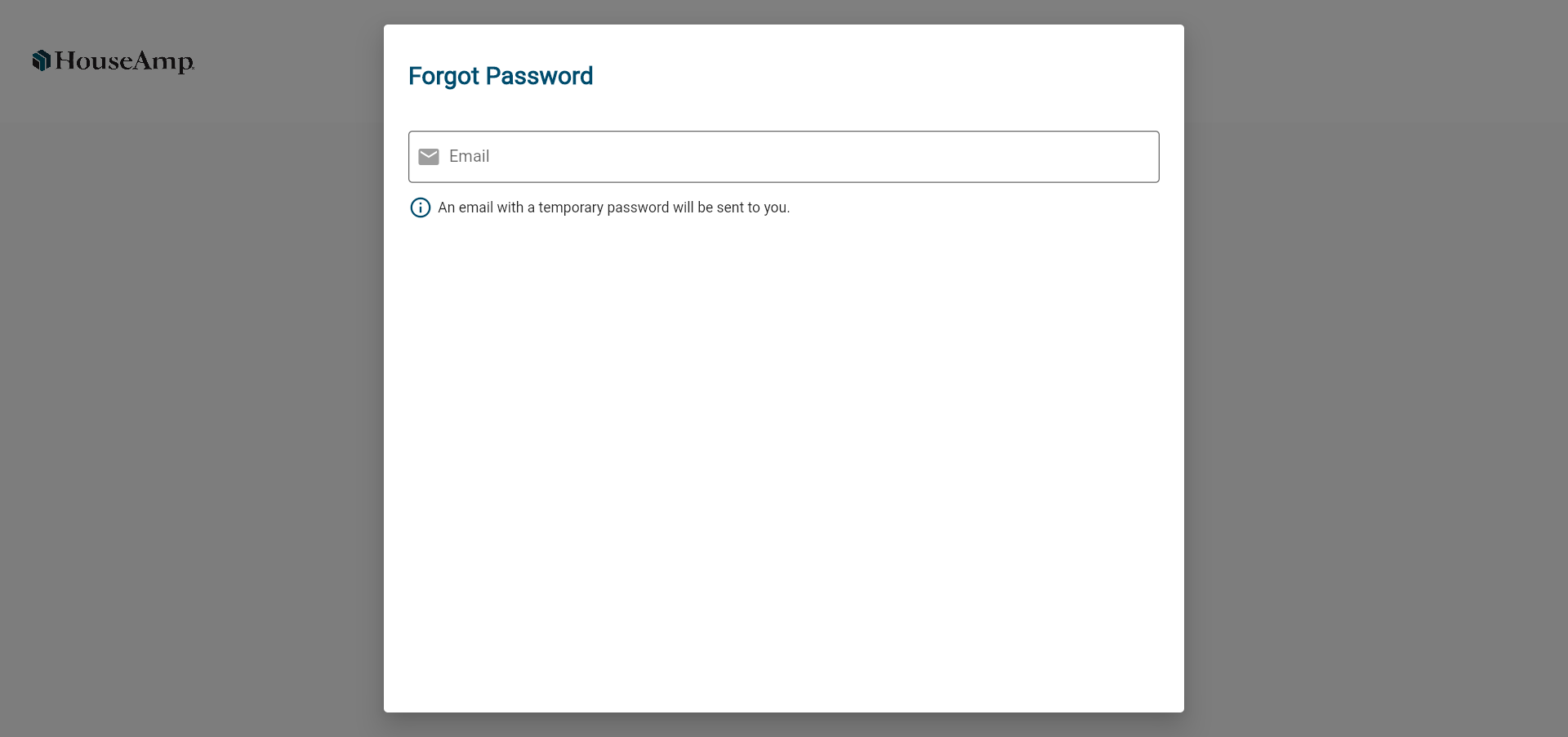 Forgot password pop-up