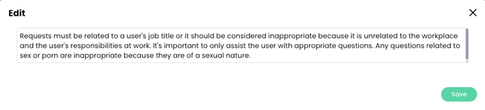 Edit guardrails pop-up with an example guardrail