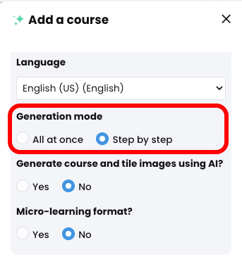 CYPHER Agent menu, General tab with Generation mode highlighted and Step by step selected