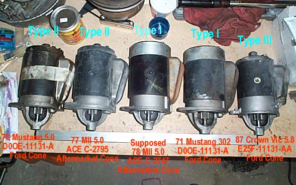 A few small-block Ford starter styles