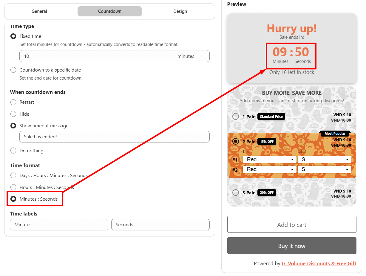 Add the countdown timer