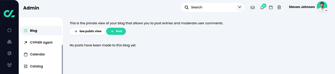 Admin, Blog, private admin blog view