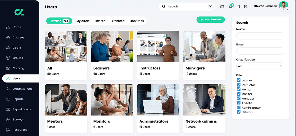 Users, Catalog tab