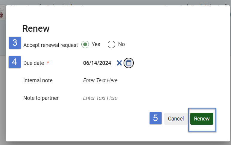 Lending renew form