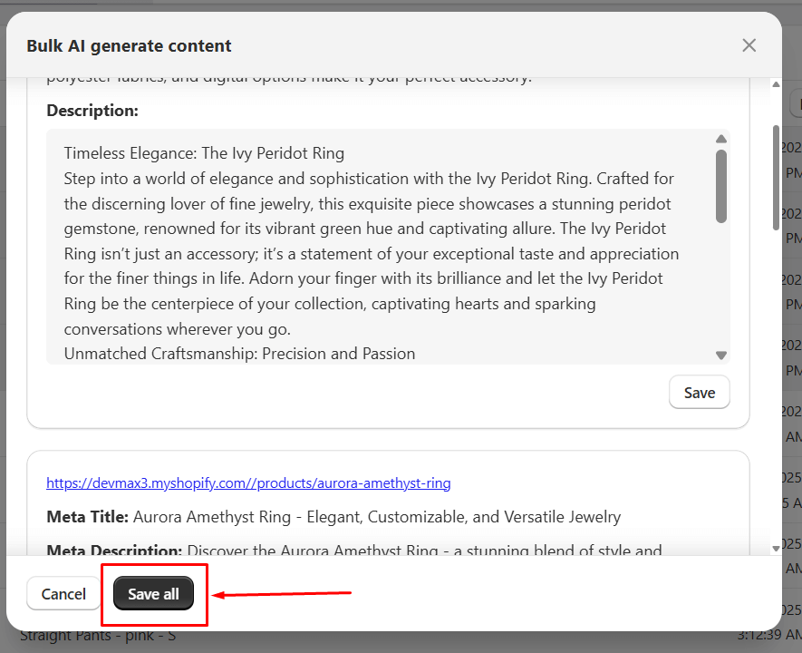 A. Bulk AI Metadata Generation
