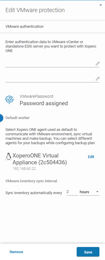 Edditing VMware envrironment in Xopero ONE