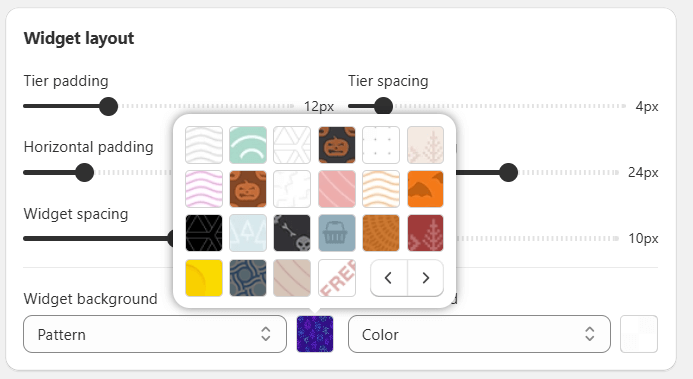 Edit Quantity Breaks offers - Design Config - Widget background pattern