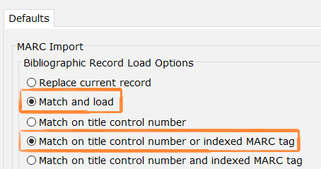 Tab with round radio button options, two of which are highlighted with orange