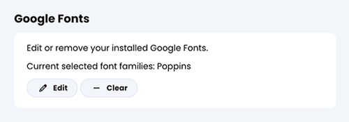 Admin, Portal, More tab, Google Fonts section