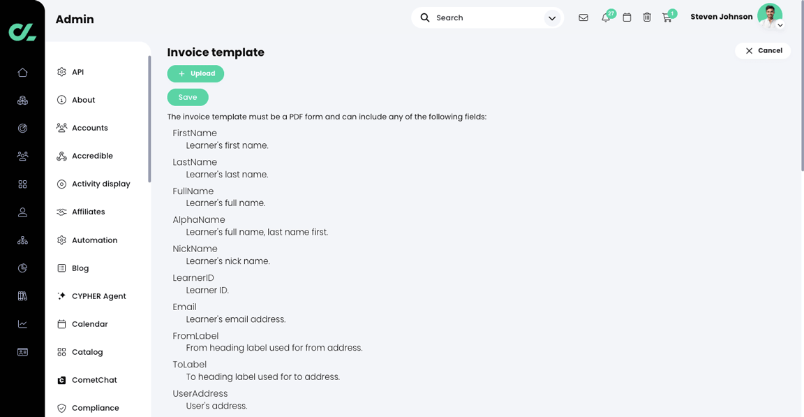 Admin, E-commerce, Invoice template page 