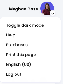 Learner profile drop-down menu active