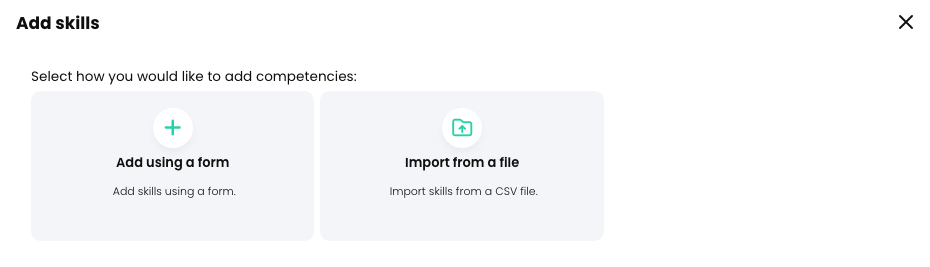 Add skills to a skill set pop-up