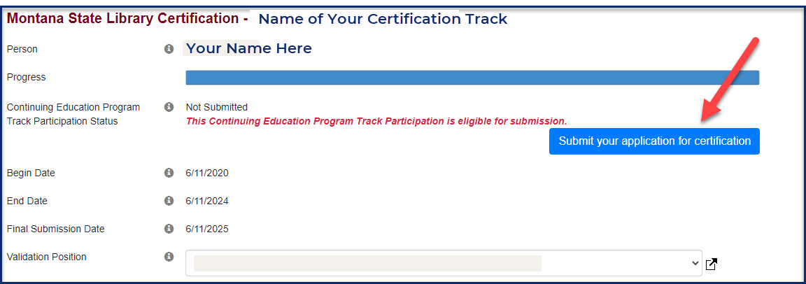 Submit Certification Track