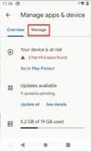 Manage tab