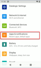 Apps and Notifications option