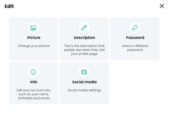 The Edit profile pop-up