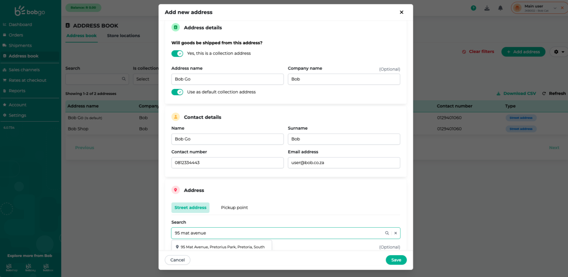 Add a default collection address in Bob Go