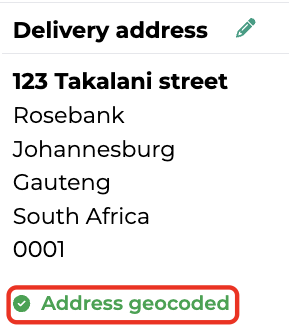 Verified address status in Bob Go