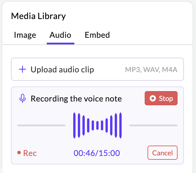 Record and upload a voice note 