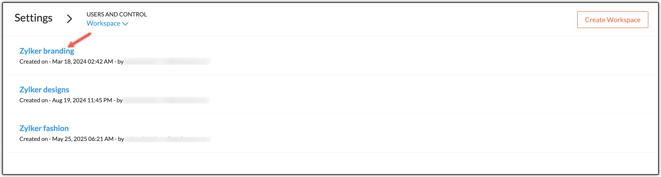 Workspace name