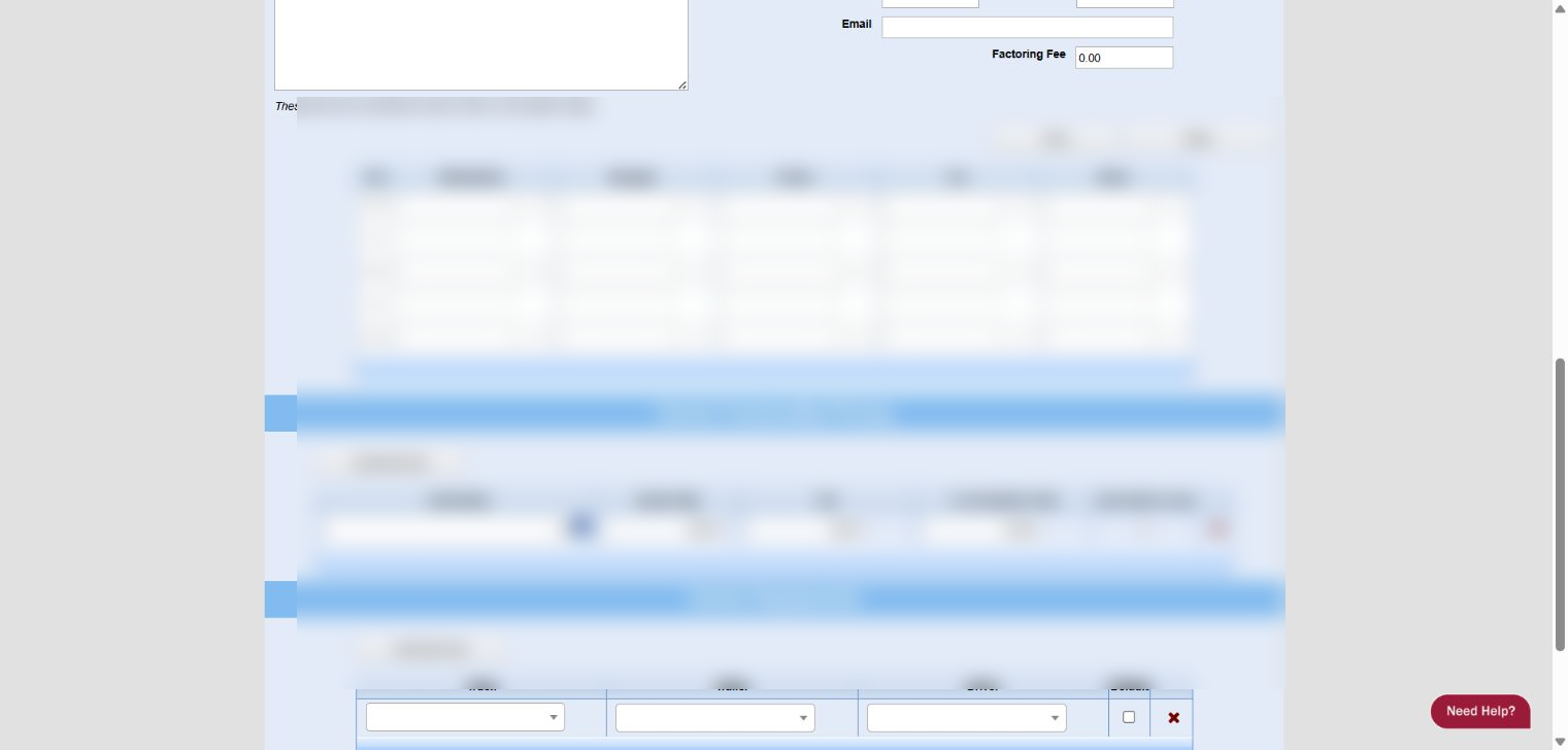 0Demo carrier profile settings and review area with carrier details masked