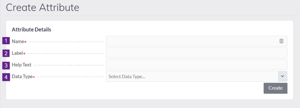 Create Attribute screen
