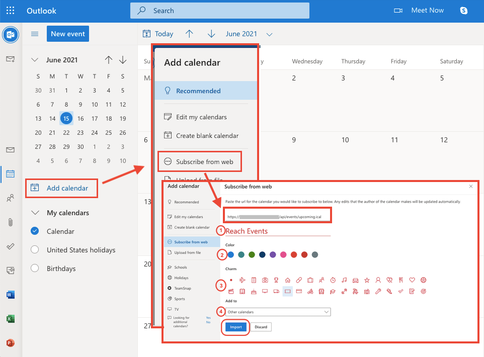 ARTICLE Reach Events Calendar iCal URL