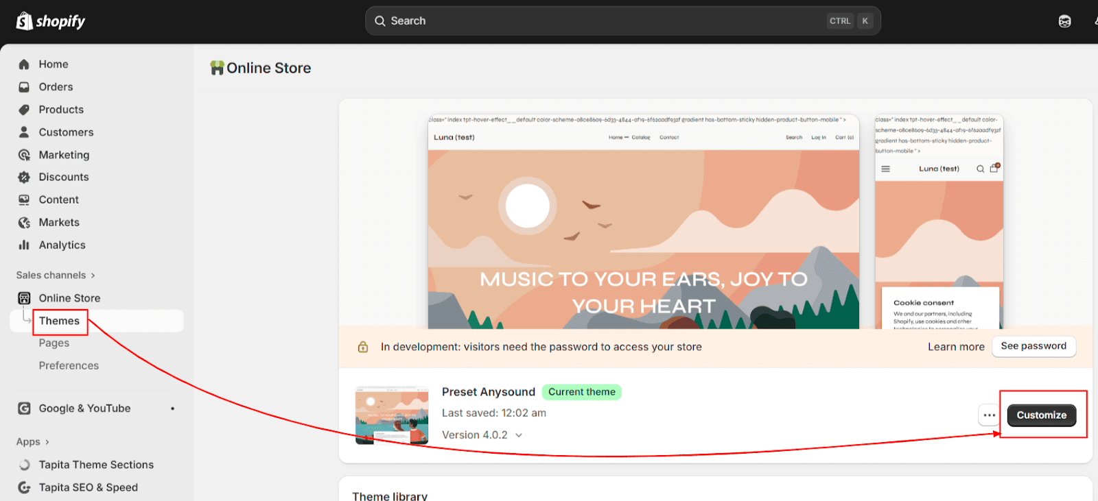 Accessing your Shopify theme editor