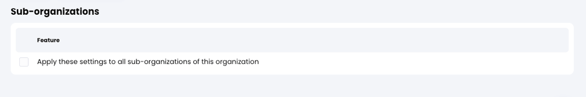 Organizations, Admin, Portal tab, Sub-organizations section