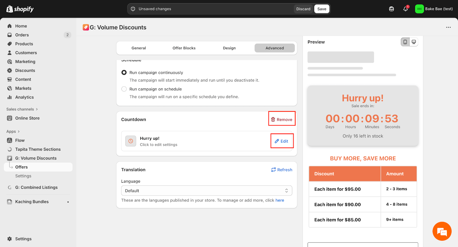 Add the countdown timer