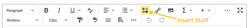 insert stuff button on the editor toolbar