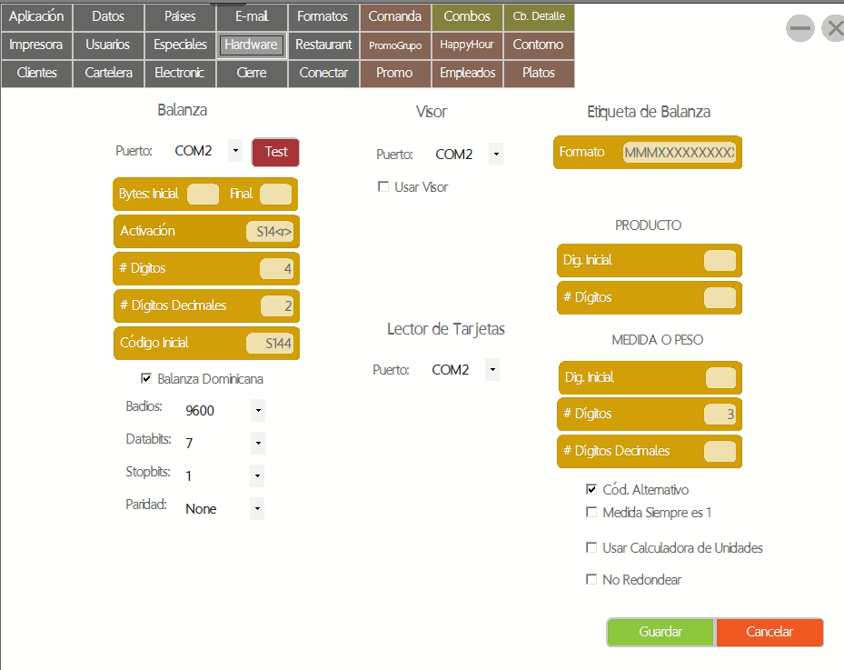 Configuración de periféricos de RetailSPOS